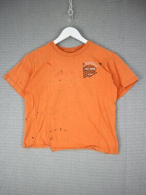Harley Davidson Thrashed Paint Mark Cropped Hawaii Tee Crop Top Small